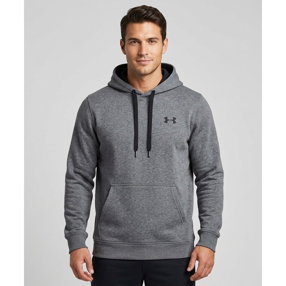 Under Armour Mens ColdGear Fitted Hoodie Gray Heather Fleece Sweatshirt‎ Medium